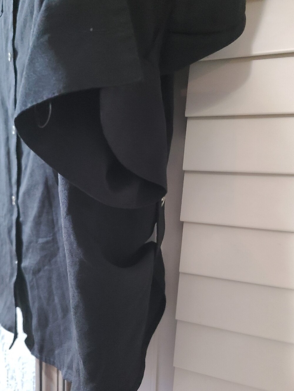 Calvin Klein Black roll-sleeve utility Button-Front Shirt Gold Zipper Accents - Picture 7 of 16
